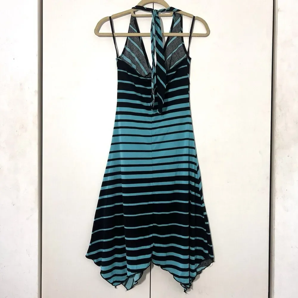 Vintage Tampa Babydoll‎ Halter Dress Womens M Striped Asymmetrical Fairy Party